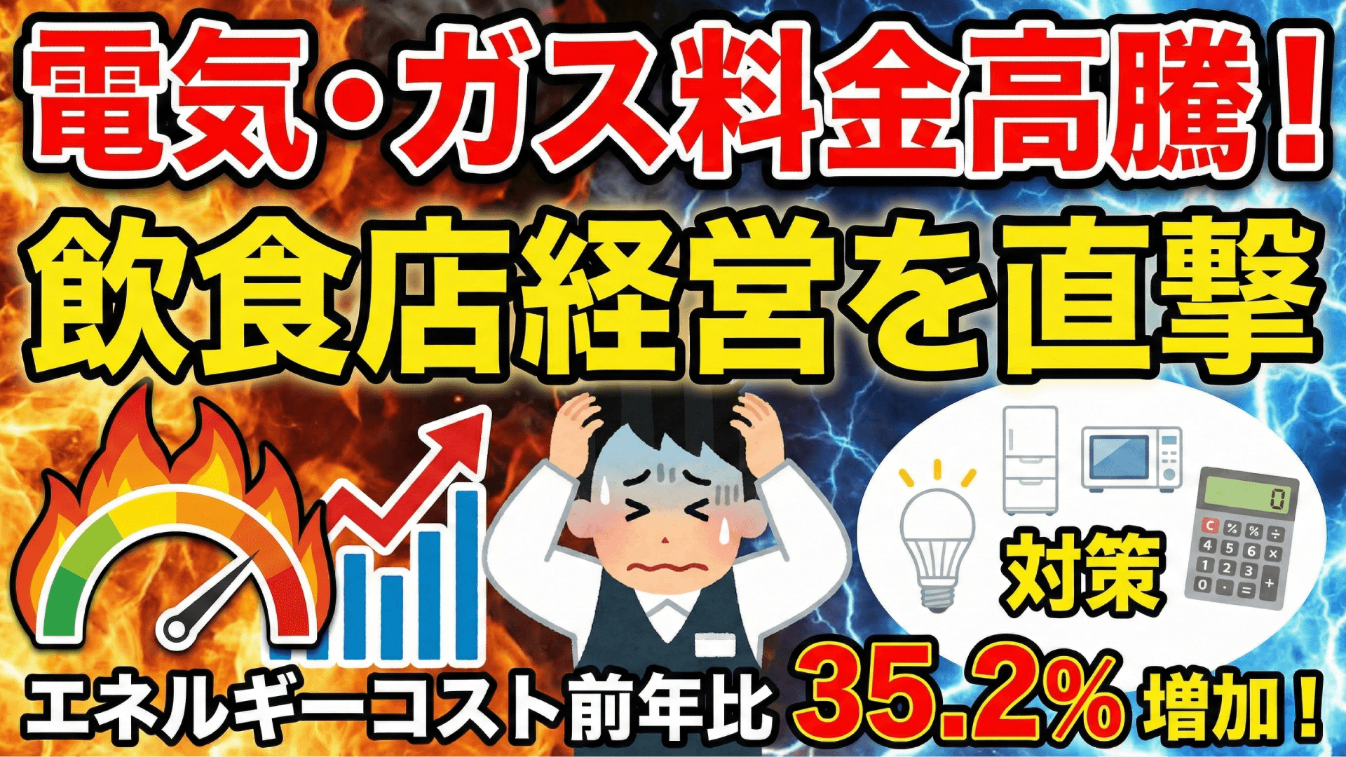 飲食店の電気・ガス代が年間80万円増|エネルギーコスト高騰の実態と対策