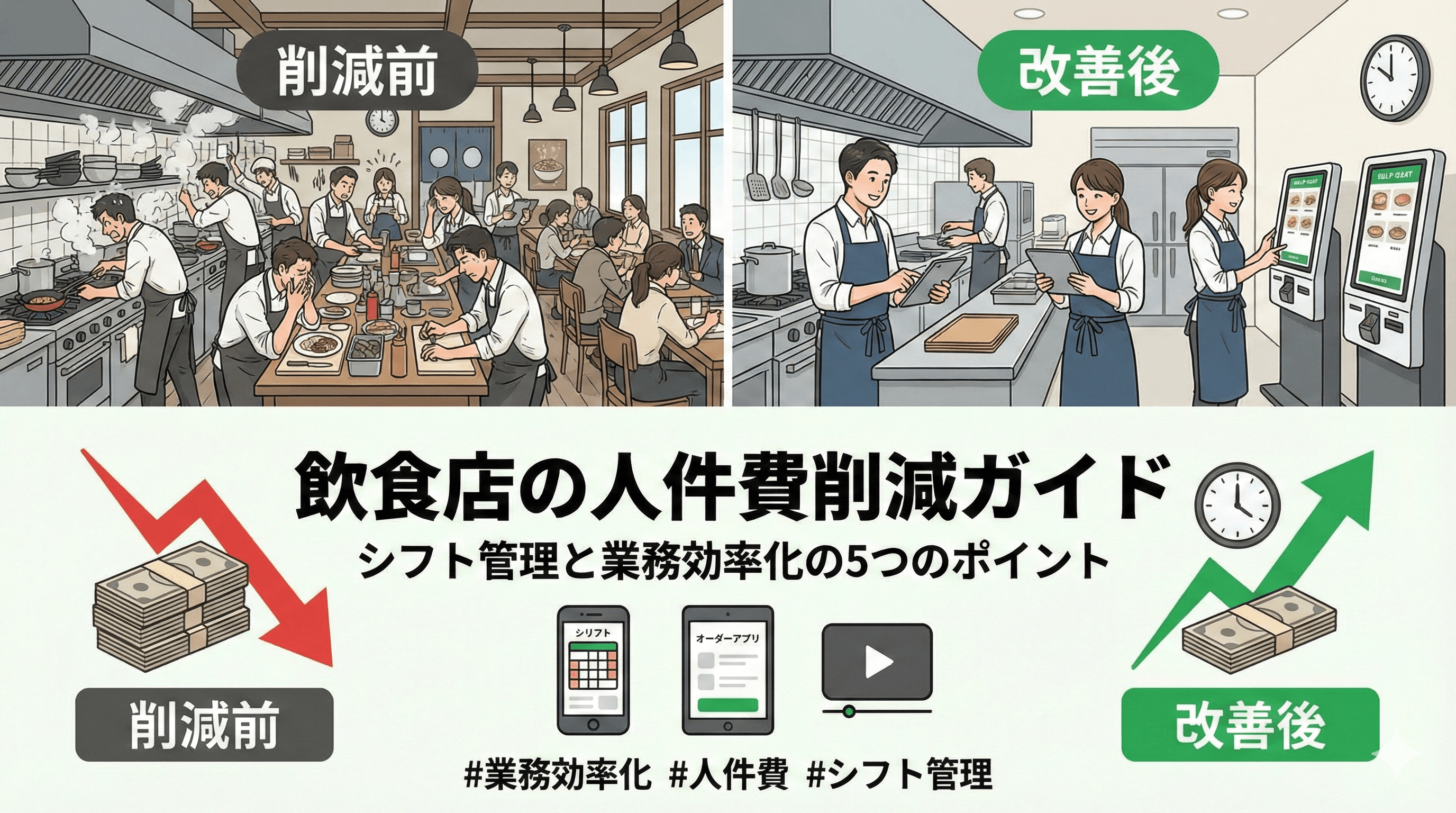 飲食店の人件費削減ガイド｜シフト管理と業務効率化の5つのポイント