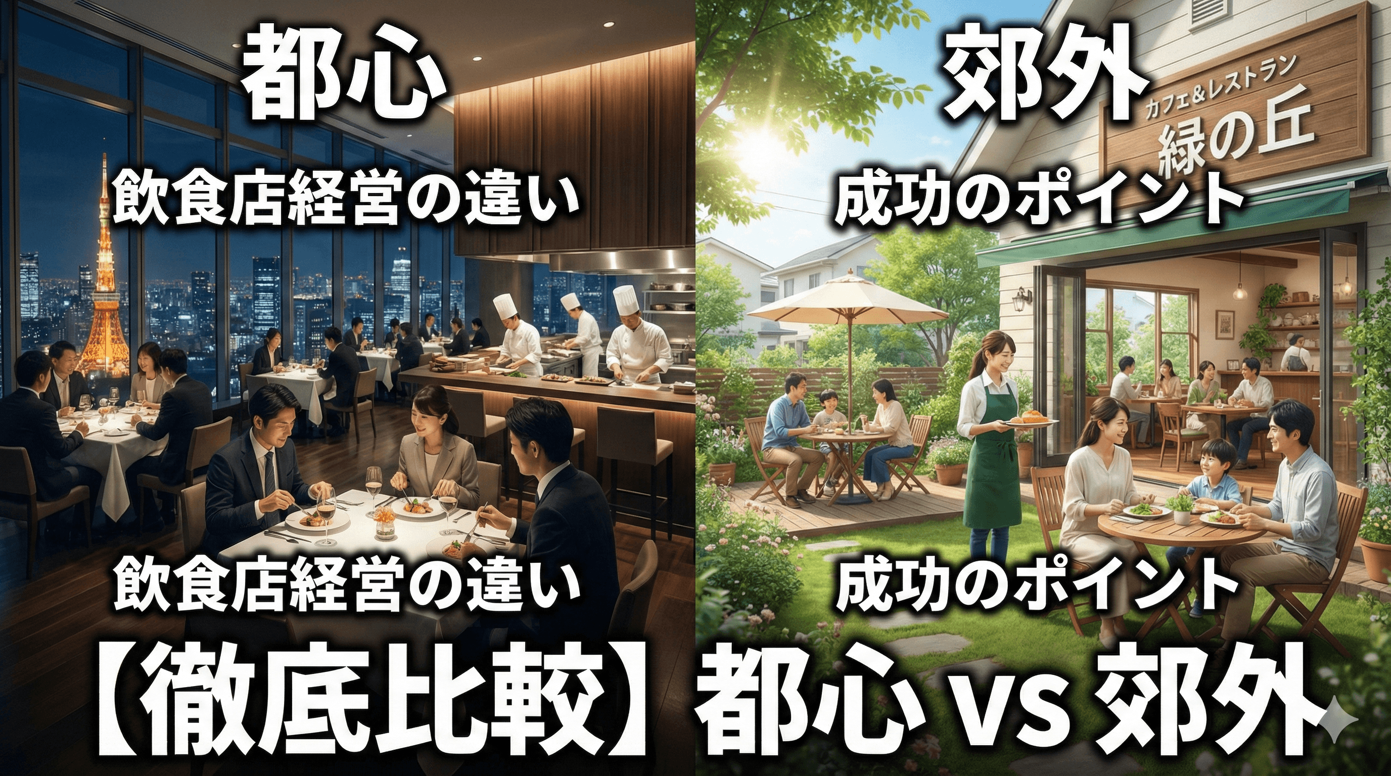【徹底比較】都心 vs 郊外｜飲食店経営の違いと成功のポイント